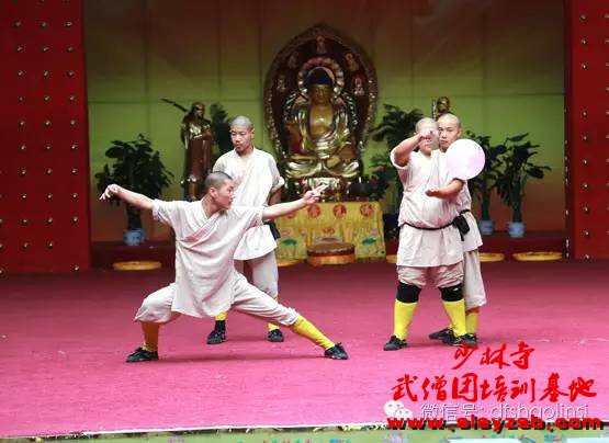 少林武术学校学员在禅武堂表演少林绝技