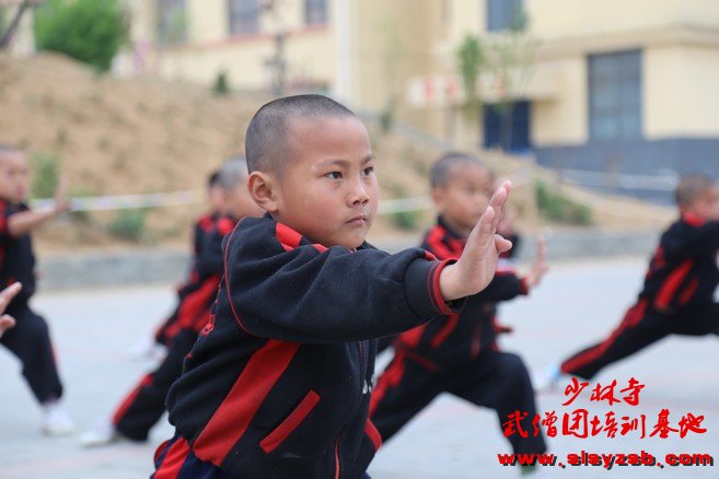 少林武术学校学员正在练少林功夫