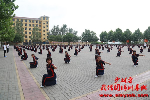 少林武校女学员在练武场练武 少林武校女学员在练武场练武