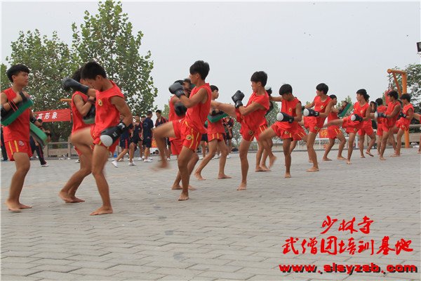 嵩山少林文武学校正在练习散打的学生
