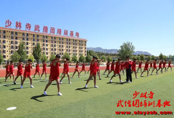 嵩山少林弘武中等专业学校学生练习散打